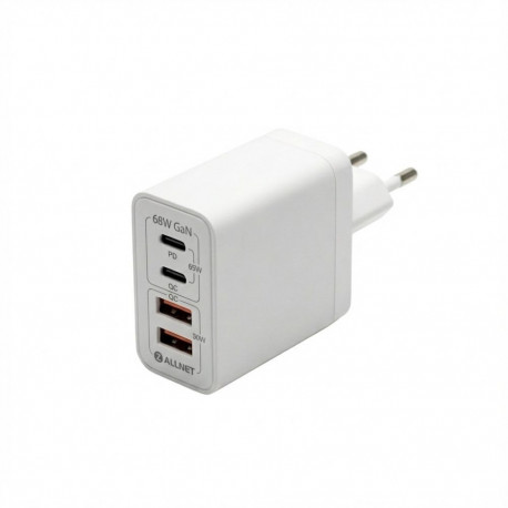 Z ALLNET asendus-toiteadapter QC USB-C PD GaN 68W 2x USB Typ-A 2x USB Typ-C EU PLUG