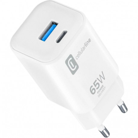 Telefoni laadija Cellular Line USB-C / USB-A 65W, valge