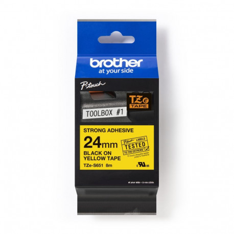 Tape Brother TZe-S651 Strong 24mm Black on Yellow
