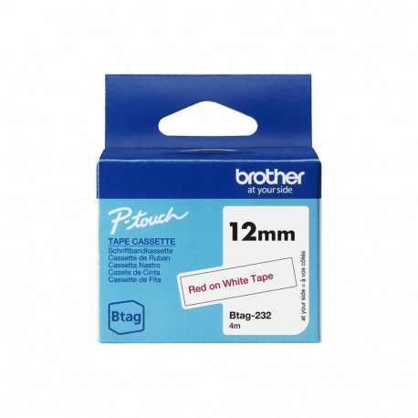Brother etikett BTAG-232, punane valgel