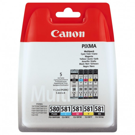 Canon tint PGI-580/CLI-581 2078C005 5-osaline komplekt (PGBK/BKMCY) kuni 400 lehekülge vastavalt ISO