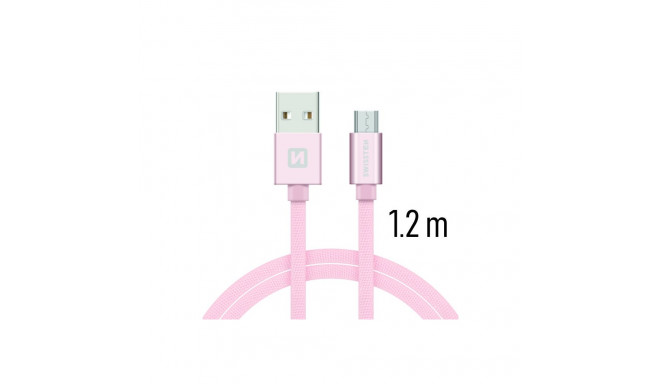 Swissten Textile Universal Micro USB Data and Charging Cable 1.2m Rose