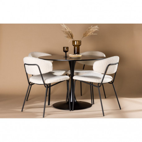 Söögitoa komplekt GLADE&CHICO 4 tooliga, must/valge