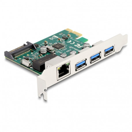 PCI Express x1 kaart 3x USB 5Gbps tüüp-A ja 1x Gigabit LAN