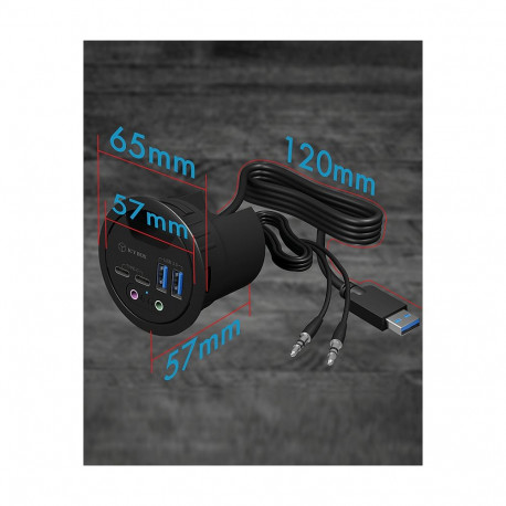 "4-Port IcyBox USB 3.0 IB-HUB1403B Tischeinbau"