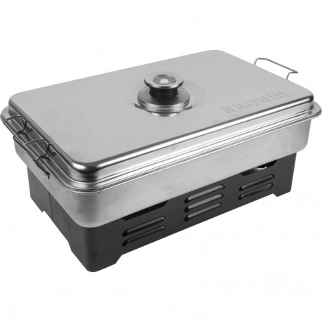 Browin 330001 smoker with thermometer, 45.5cm, 27.4cm, 21cm, 3.192kg, stainless steel, 2 burners