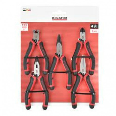 Mini tangide komplekt KREATOR KRTH62106 125mm, 5 tk, Lõuad sügavus 12 mm