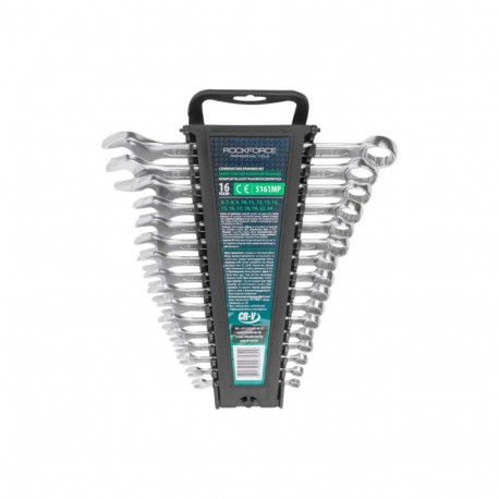 Rockforce RF-5161MP Kombineeritud mutrivõtmete komplekt, 16 tk, 6-24 mm, CrV, sirge, korrosioonikait