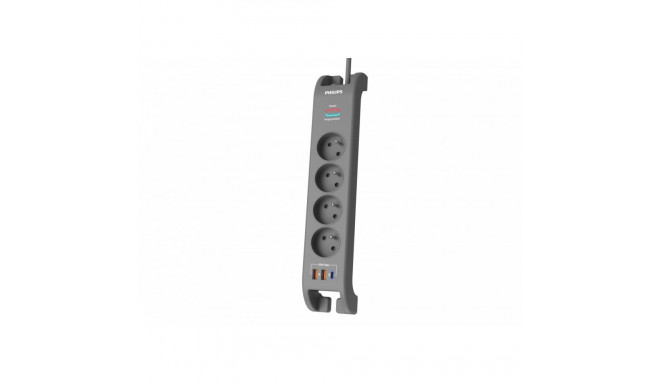 Surge protector power strip 4 sockets 2m 3xUS