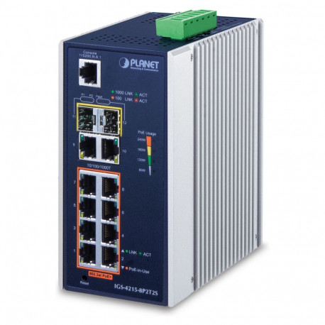 "Planet IGS-4215-8P2T2S Industrie 8-Port SFP Managed Switch"