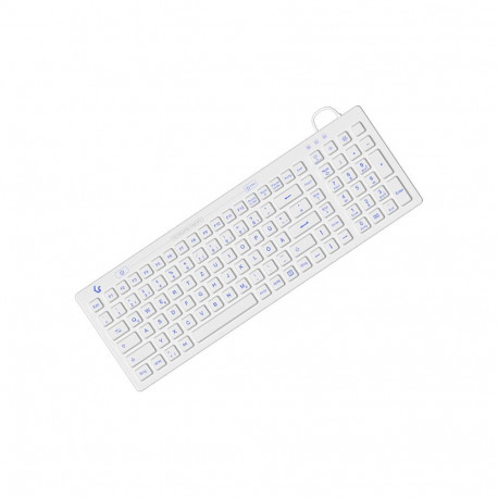 "Keysonic KSK-6031INEL - Kompakte Hygienetastatur, Kabelgebunden USB-Anschluss, Beleuchtet, Silikon,