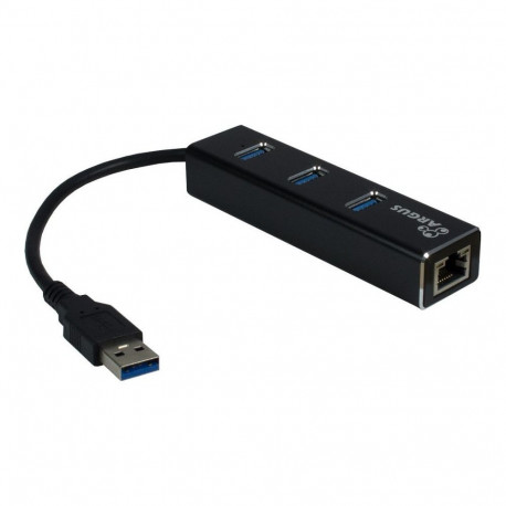 Inter-Tech Argus USB3.0 jaotur IT-310 3Port 1x RJ45 Gigabit Lan passiivne, must