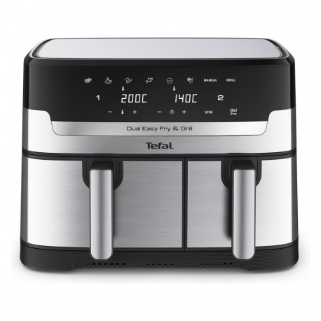 "TEFAL Dual Easy Fry & Grill EY905D, Heißluftfritteuse, 8,3 l, Doppel, Edelstahl, Berührung, Eigenst