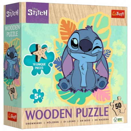 Puzzle Drewniane Konturowe - 50 - Wesoły Stitch - Disney Lilo&Stitch - Trefl 20281