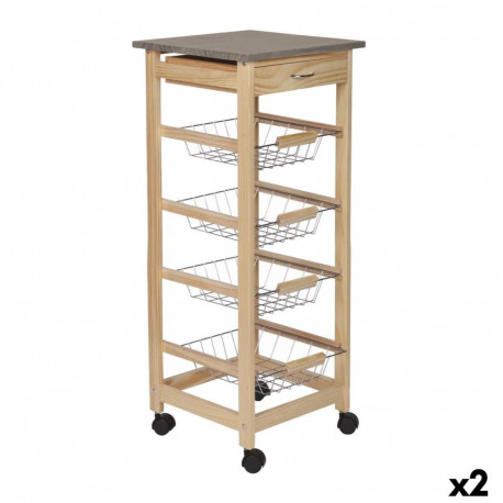 köögiviljakäru MobleKit Pruun Hall Puit Metall 37 x 37 x 82 cm (2 Ühikut)