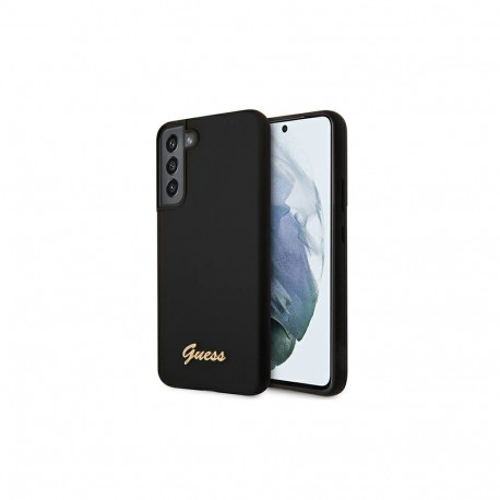 Guess Silicone Script Metal Logo Case for Samsung Galaxy S22+ - Black