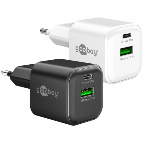 Goobay 20 W USB-C PD GaN valge kahepesaline kiirlaadija