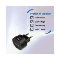 Dual USB socket adapter, 10.5W, 2xUSB-A, black