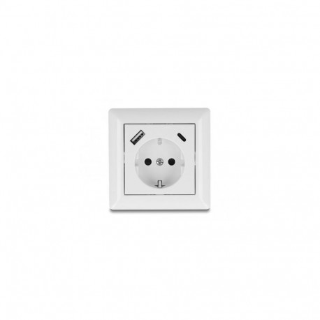 DeLOCK 11499 socket-outlet Type F + USB A + USB C White
