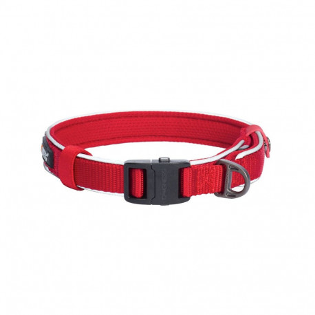 Pet Collar - Dogness Reflective Collar M Nylon, Nappa Leather Red
