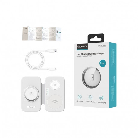Inductive Charger - Choetech T616-F 3-in-1 Wireless Charger 10W, 3W, 5W White