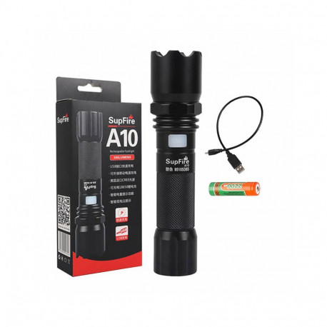 Flashlight - Superfire A10 550lm USB Rechargeable 5 Modes Black