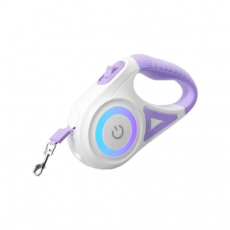 Pet Leash - Rojeco Dog Automatic Leash 5m LED 35kg Purple