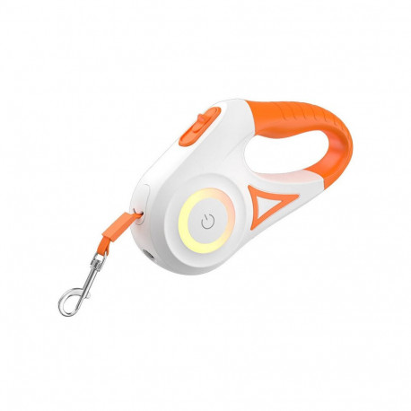 Pet Leash - Rojeco Dog Automatic Leash 5m LED Flashlight White/Orange