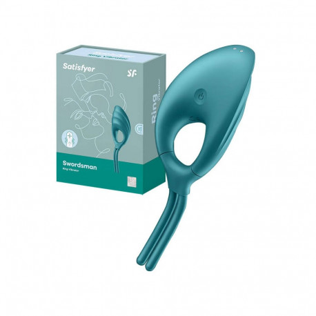 Adult Toy - Satisfyer Swordsman Vibrating Ring 12 Vibration Programs Waterproof Green