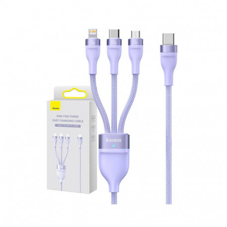 Cable - Baseus Flash Series 2 3-in-1 USB-C, micro USB, Lightning 100W Purple