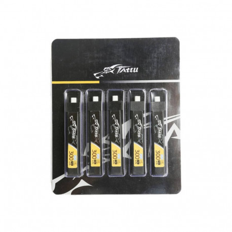 Battery - Tattu LiPo 300mAh 3.8V 75C 1S1P HV BT2.0.5 (5pcs)