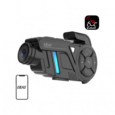 Motorcycle Intercom - EJEAS K1 1000m Range, 55h Battery Life, Built-in Camera