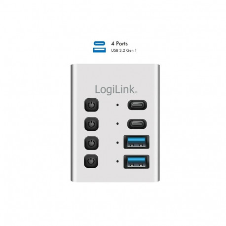 USB jaotur USB3.2 Gen1 4 porti USB-A/C toitelülitiga