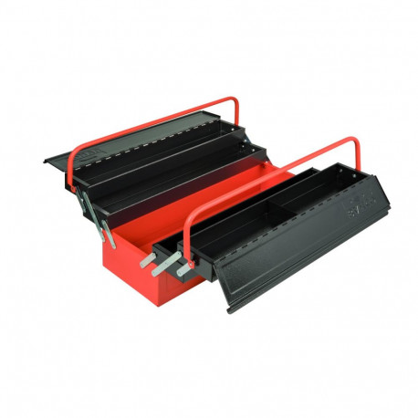 Metal tool box with 5 comparements orange/black