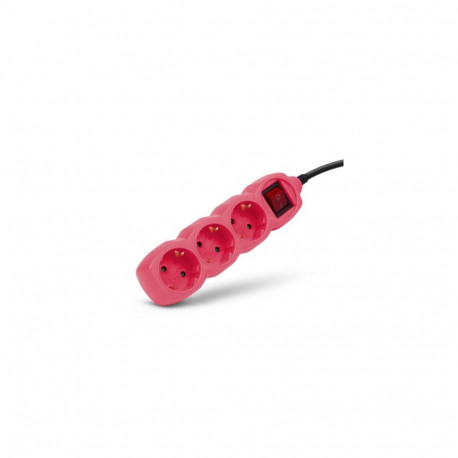 Entac Socket Extension Cord S1 Color 3 Sockets With Switch 1.5m Color Series Pink