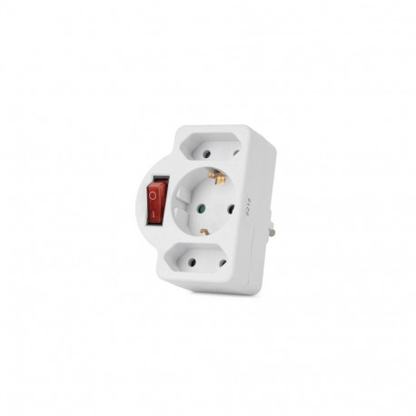 Entac Power Adapter 3 Sockets (1 Earthed, 2 Euro) with Switch