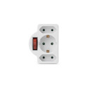 Entac Power Adapter 3 Sockets (1 Earthed, 2 Euro) with Switch