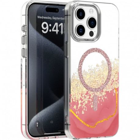 Mobiili tagakaas Setty iPhone 14 Pro Epoxy Mag, roosa