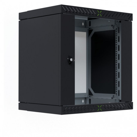 "19"" Wandgehäuse X-Rack mit Glastür 400-600mm 12HE schw."