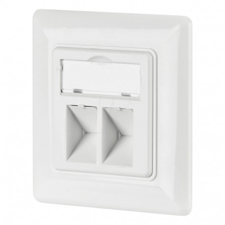 Võrgupesa 2-kohaline keystone-moodulitele, valge, RAL 9003