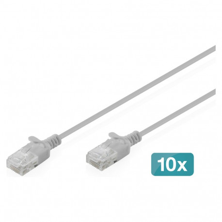 "CAT 6 U-UTP Slim Patchkabel, 0,3 m, Grau, 10 Stück"