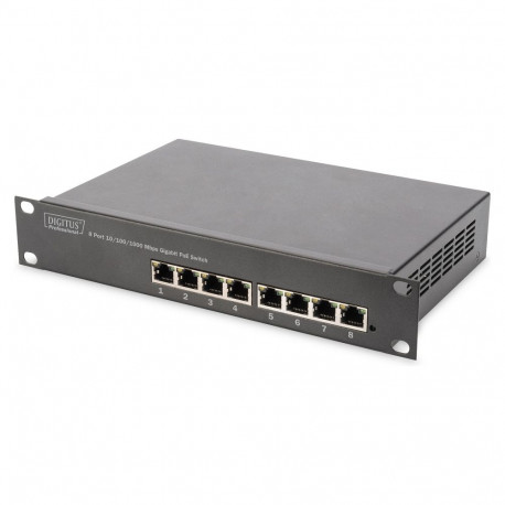 Ethernet PoE kommutaator 8-pordiline PoE+ 10" kuni 80W PoE eelarve