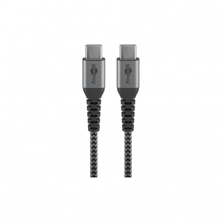 Goobay USB-C - USB-C kaabel metallist pistikutega 2m, hall