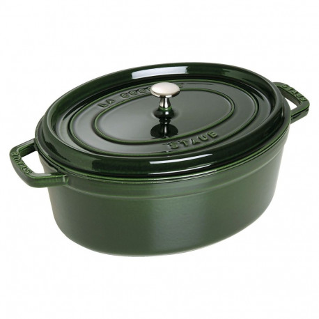 "Staub La Cocotte 33cm oval. Basilikum-grn. Gusseisen"