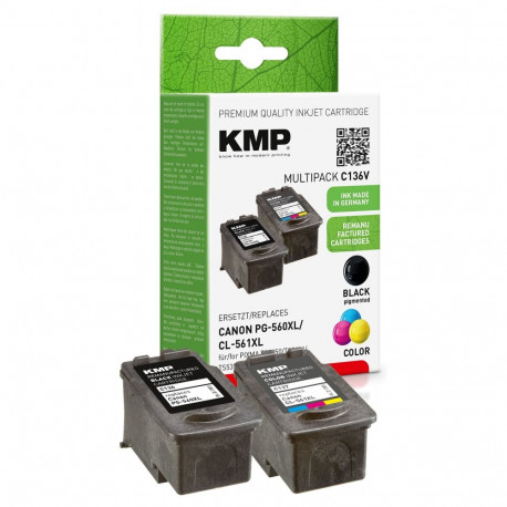 "KMP Druckerpatronen C136V schwarz, color kompatibel zu Canon PG560XL/CL561XL, 2er-Set"