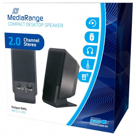 "MediaRange Aktivbox Compact Desktop Speaker USB 2.0 black"