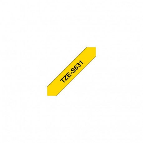 Brother | TZe-S631 Strong Adhesive Laminated Tape | Black on Yellow | TZe | 8 m | 1.2 cm