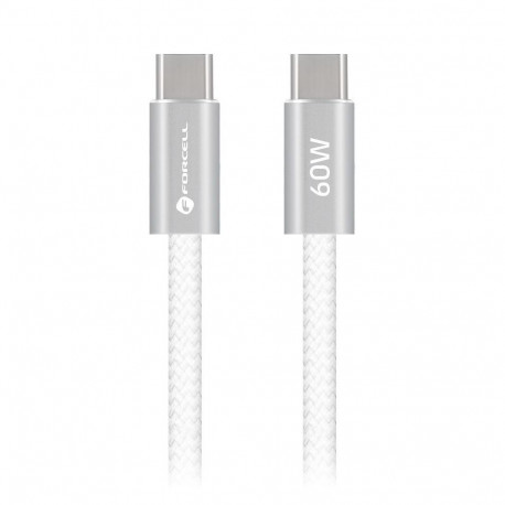 Cable USB C to USB C Forcell F-Energy QC4.0 PD 3A 60W Cafule Color 1,2 m ACYH23 white