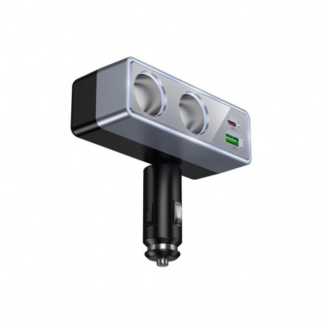 Car charger Hoco 1xUSB A + 1xUSB C+2x cigarette lighter ports PD QC3.0 max 240W/24V Z65B black