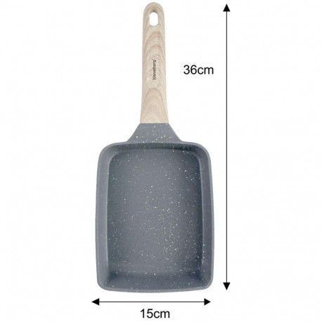 Klausberg ristkülikukujuline pann kb-7814 nakkevaba kattega puidust käepidemega 36x15x4cm, hall